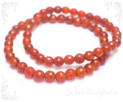 Ahhaat punane käevõru fassettitud kividega