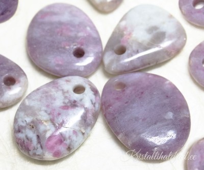 Lepidoliit ja roosa turmaliin auguga suur