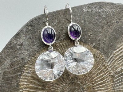 Topaas valge ja ametüst hõbekõrvarõngad Sri Lankalt 1