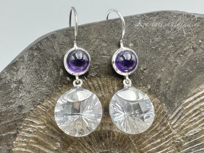 Topaas valge ja ametüst hõbekõrvarõngad Sri Lankalt 2