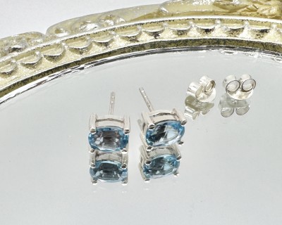 Sinine topaas hõbekõrvarõngad Sri Lankalt 2