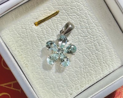 Sinine topaas hõberipats Lill Sri Lankalt