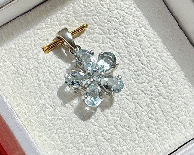 Sinine topaas hõberipats Lill Sri Lankalt