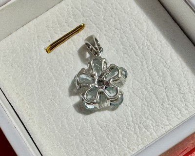 Sinine topaas hõberipats Lill Sri Lankalt