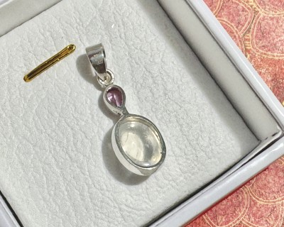 Roosa safiir ja sinine kuukivi hõberipats Sri Lankalt